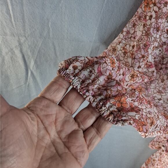 Japna Dress Women's Medium Long Sleeves V-Neck Pink Feminine Layered Boho - Picture 3 of 13